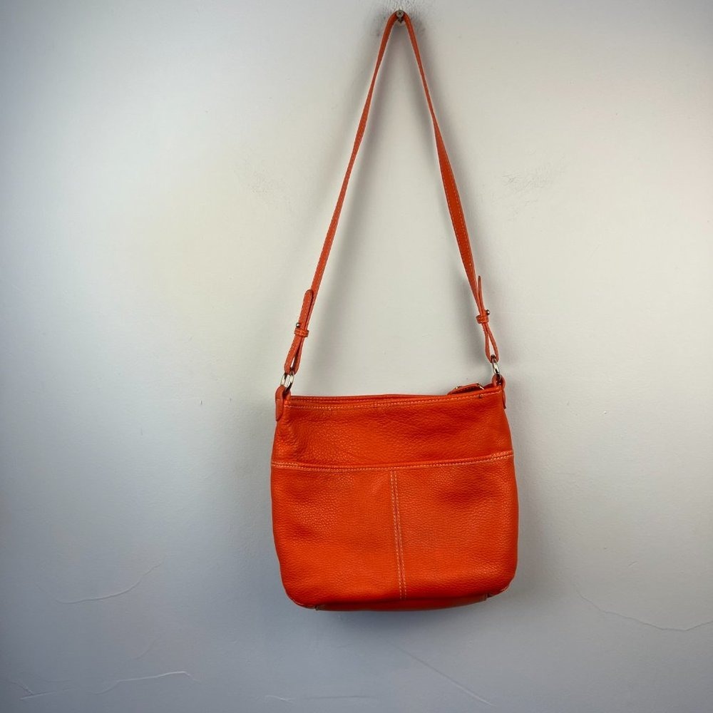 The Sak Pebble Leather Orange Shoulder Purse - Picture 5 of 8
